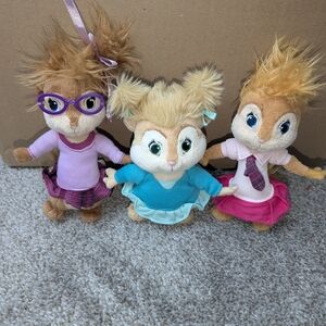 Ty Plush Chipmunks Trio - Pink, Blue, Purple